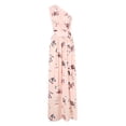 thumbnail image 4 of KOMOO Women One Shoulder Dress Floral Tie Dye Hollow Slit Long Dress Sleeveless Split Ruched Dress, 4 of 10