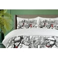 thumbnail image 4 of Ambesonne Retro Duvet Cover Sets, Beats in New York Night, 2-King, Red Black Ecru, 4 of 7