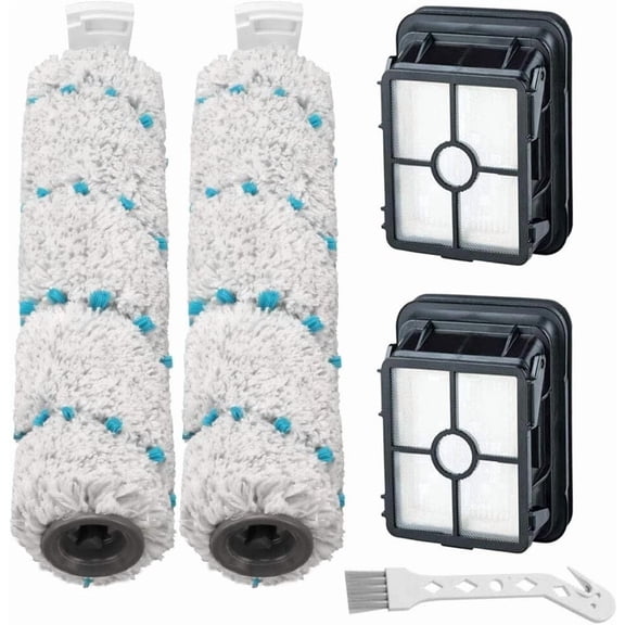 2PC Multi-Surface Vacuum Brush Rolls and 2PC 1866 Replacement Vacuum Filters, Compatible with Bissell CrossWave Cordless Max 2554 2554A 2590 2593 HydroSteam Plus Series 3515 3513 3518 Vacuum Cleaner