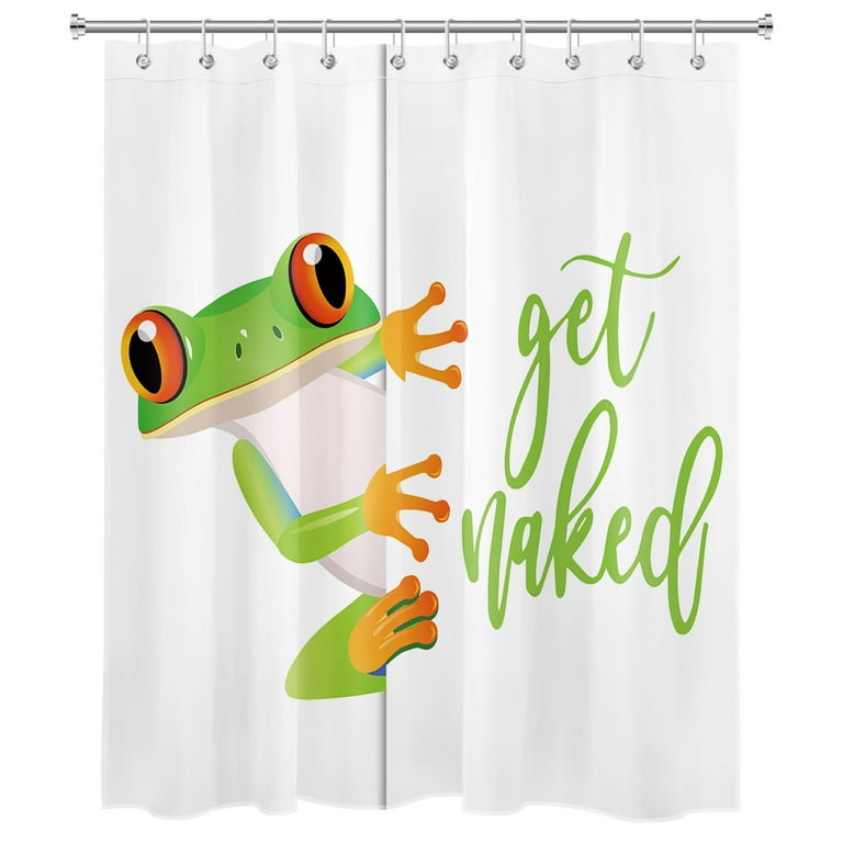 HVEST Funny Frog Shower Curtain for Bathroom,Get Naked Decor Accessories Bath  Curtain,Nature Animal Polyester Waterproof Fabric Shower Curtain with Hooks  60x72 Inches 