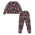thumbnail image 3 of Tutolipy Halloween Pjs Set for Women Skull Floral Printed Pajama Soft Sleepwear Round Neck Nightwear Long Sleeve Tops Jogger Pants Pajama Sets, S, 3 of 7