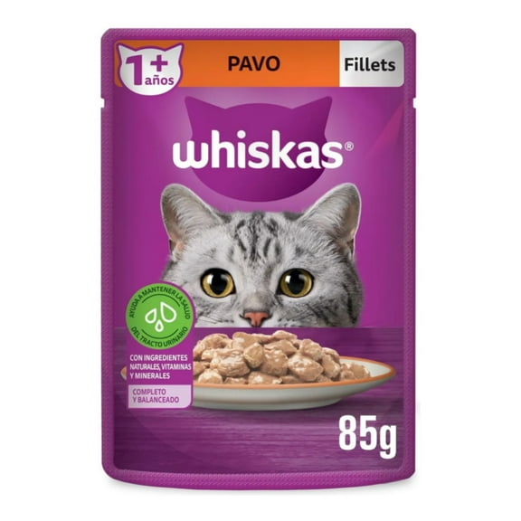 Caja Whiskas Sobre Gato Filets Pavo 85 g (12 Pzas)