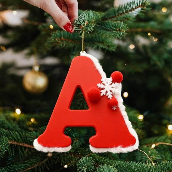 Adorno navideño acrílico con forma de letra para árbol | Colgante con alfabeto para decoración navideña | Adorno festivo colgante para el hogar, la oficina, fiestas y el árbol