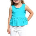 thumbnail image 5 of Sleeveless Tank Top for Girls Cute Ruffle Peplum Hem Solid Color Blouse Active Play Relaxed Summer Holiday Outfits, 5 of 5