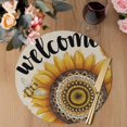 thumbnail image 3 of Welcome Round 13 Inch Placemats Set of 8, Summer Sunflowers Bohemia Floral Rustic Beige HeatResistant Non Slip Place Mats for Dining Table, Wipeable Braided Kitchen Table Mats for Housewarming, 3 of 9