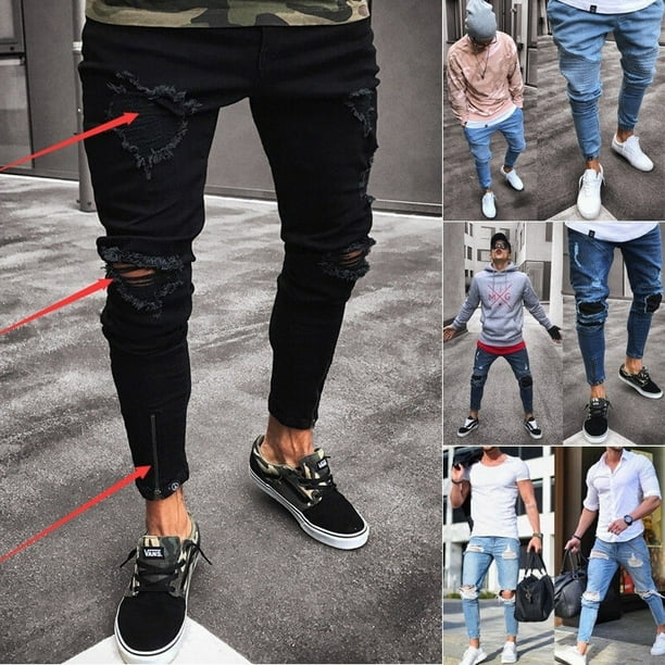 Distressed hotsell biker jeans