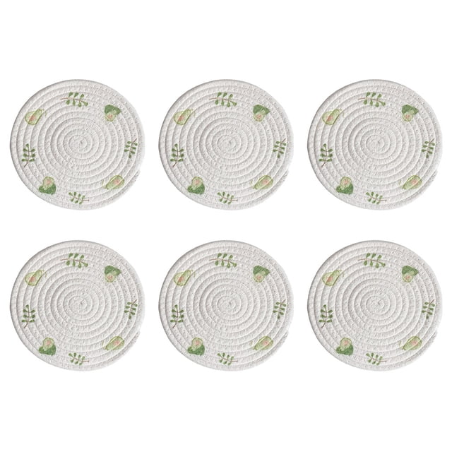 Juego de posavasos redondos de cordón de algodón tejido de 6 piezas MFZFUKR CPB-WSH122-3