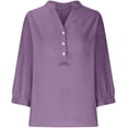 thumbnail image 5 of Plus Size Tops for Women Summer Loose Casual Button Stand Up Collar Half Sleeve T Shirts Solid Color Trendy Blouses, 5 of 5