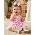 thumbnail image 4 of BemeyourBBs Western Baby Girl Summer Clothes Cowgirl Outfit Romper Dress Cute Cow Spot Print Bow Tie Ruffle Lace Trim Cami Jumpsuit Playsuit Hedband, 4 of 9