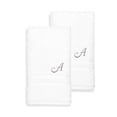 thumbnail image 4 of Authentic Hotel and Spa  Omni Turkish Cotton Terry Set of 2 White Hand Towels with Grey Script Monogrammed Initial White I, 4 of 5