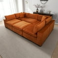 thumbnail image 2 of Fremont Mid Century Modern Modular Orange Velvet Comfy Sectional Couch, 2 of 7