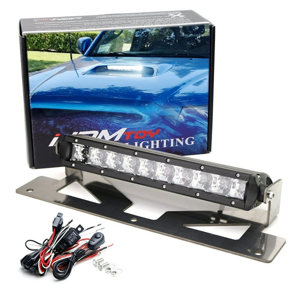 Hood Scoop Mount LED Light Bar Kit For 2005-2011 Toyota Tacoma, Incl (1) 50W High Power LED Lightbar, Hood Bulge Stainless Steel Mounting Brackets & Wiring Switch