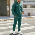 thumbnail image 3 of Fgvctg Mens Sweatsuits Set 2 Piece Winter Lounge Sets Warm Fleece Sweatsuit Plus Size Jogger Sweatpant Oversized Sweatshirts Tracksuit with Pockets Dark Green 3XL, 3 of 9