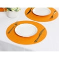 thumbnail image 6 of REGALWOVEN Set of 6 Placemats, Faux Leather Placemats for Kitchen Dining Table Decor Washable Heat Resistant Table Placemats Wipeable Table Mat Orange 15x15in, 6 of 7