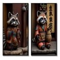 thumbnail image 2 of Designart "Happy Tanuki in Terracotta Tone I" Animals Raccoon Framed Wall Art Set Of 2 - Children's Art Brown Frame Gallery Set For Office Decor, 2 of 6