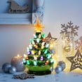 thumbnail image 5 of Costway 9.5''Pre-lit Hand-Painted Ceramic Tabletop Christmas Tree Green, 5 of 10