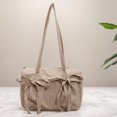 thumbnail image 4 of MMYGU Women Plain Drawstring Tote Bag with Canvas Large Tote Handbag Zipper Female Dating Bag Large Capacity Solid Undera, 4 of 9