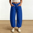 thumbnail image 2 of Sevevn Women's Fall Twill High-Waisted Baggy Wide-Leg Cropped Barrel Pants, Large Patch Front Pocket Daily Work Casual Pants, 2 of 7