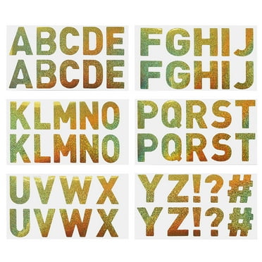 Uxcell Letter Stickers 1", Self Adhesive Vinyl Large Alphabet Number Stickers, Flash Gold 60 Pcs/ 6 Sheets