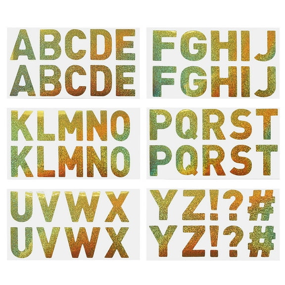 Uxcell Letter Stickers 1", Self Adhesive Vinyl Large Alphabet Number Stickers, Flash Gold 60 Pcs/ 6 Sheets