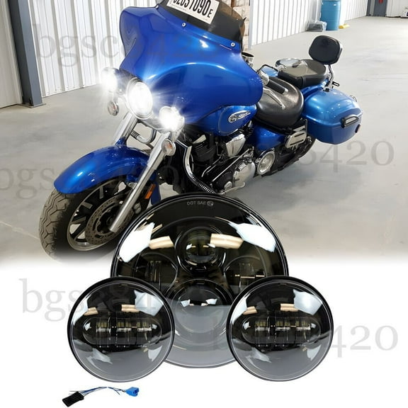 For Yamaha XV 1700 Road Star Silverado 7inch LED Headlight   4.5" Passing Lights