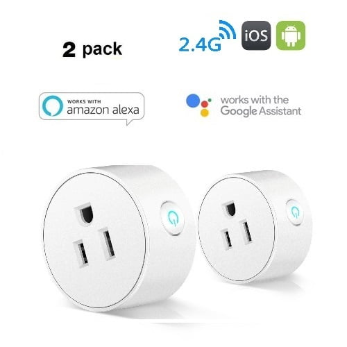 Wireless Remote Switch Socket Voice Control Your Smart Home Devices EMISH 2 Packs Wireless Remote Control Plug Timer Compatible with Alexa Echo Google Assistant and IFTTT Wi-Fi Smart Plug Back 