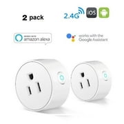 2 Pack WIFI Wireless Smart Power Plug/Socket Wireless Outlet/Charger voice control Amazon Alexa and Google Home Occupies One Socket, App Remote Control Devices