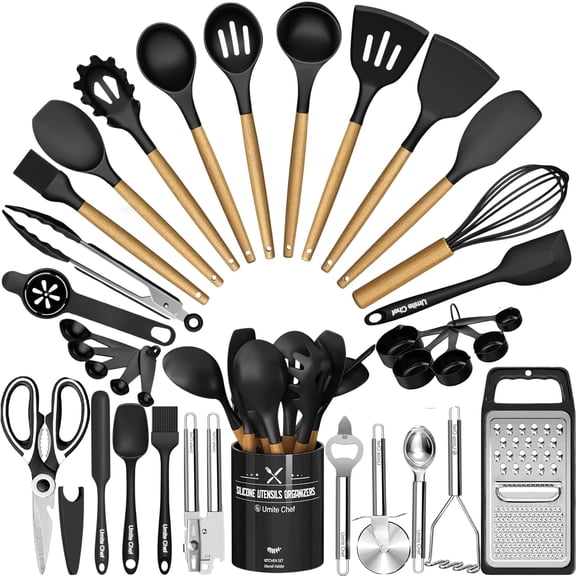 Chef Food Grade Thickened Silicone (Stainless Steel Core) Kitchen Gadgets Tools Set - Kitchen Cooking Utensils Set, Heat Resistant Kitchen Spatula Tools Set