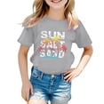 thumbnail image 2 of UFOUND Toddler Girls Tee Summer Coconut Tree Sunset Beach Top Hawaii Vacation Short Sleeve Tropical Shirts For Teen Girl Child Infants Clothes Leisure Dailywear, 2 of 4