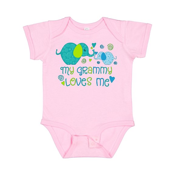 Inktastic My Grammy Loves Me Cute Elephants Boys or Girls Baby Bodysuit