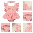 thumbnail image 4 of IBTOM CASTLE Baby Girls 1st Birthday Outfit Watermelon Strawberry One Boho Romper Tutu Dress with Headband for Cake Smash Photo Shoot 6-12 Months Pink, 4 of 5