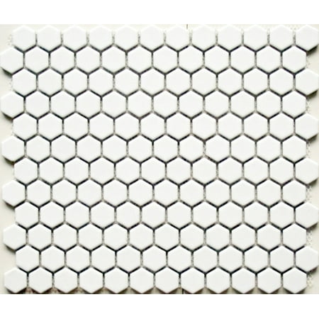 Value Series 1'' x 1'' Hexagon Porcelain Mosaic Tile in Matte White - 9 square feet