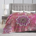 thumbnail image 4 of DouZhe Ultra-Soft Micro Fleece Lightweight Flannel Bed Blanket, Bohemian Pink Mandala Print Cozy Warm Throw Blankets, 80"x60", 4 of 7