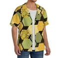 thumbnail image 4 of Naloa Bee honey Men's Loose Fit Cuban Collar Short-Sleeve Shirt with Button-down and Chest Pocket for Everyday Wear Outings - XX-Large, 4 of 7