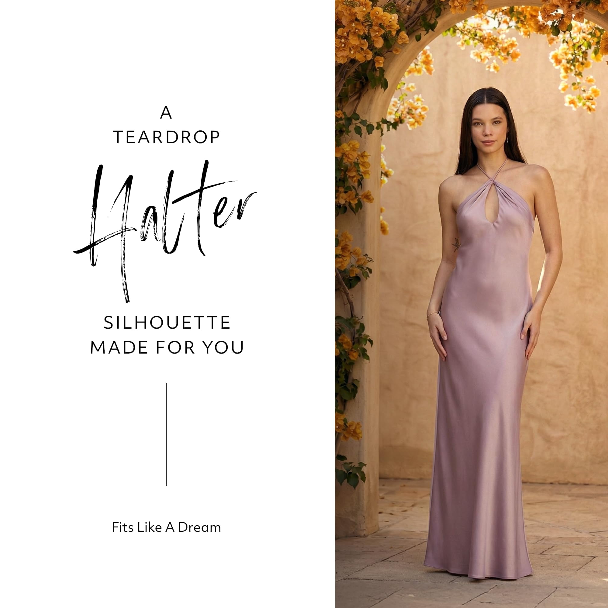 Kirablend Liora Charmeuse Keyhole Halter Maxi Sheath Dress