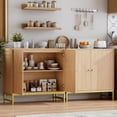 thumbnail image 3 of FANRAL 31.5" Wide Sideboard Buffet with Doors,Adjustable Shelf,Modern Minimalist Storage Console for Living Room Kitchen Dining Room,Natural Oak Storage Cabinet, 3 of 7