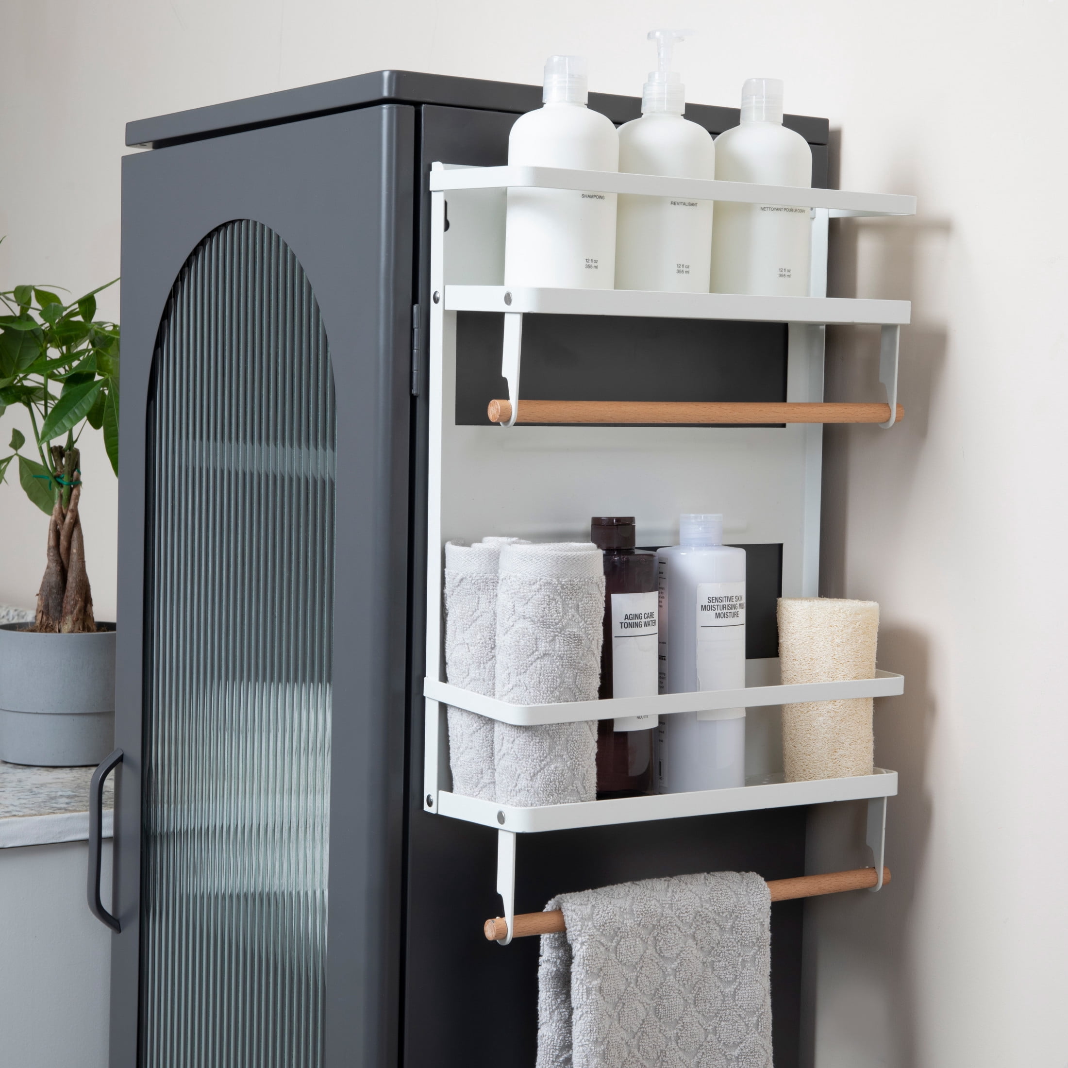 Household Essentials Metal Magnetic Organizer with Paper Towel Holder, White