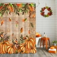 thumbnail image 2 of Thanksgiving Orange Pumpkin Fallen Leaves Shower Curtain for Bathroom, Farm Brown Wood Board Waterproof Shower Curtains Washable Quick Dry with Hooks Bathtub Curtains 36x72 IN, 2 of 6