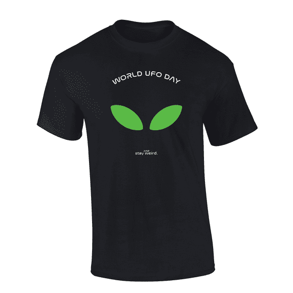 Trenz Shirt Company World UFO Day Alien Eyes Stay Weird Short Sleeve Mens Graphic T-Shirt-Black-6xl