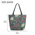 thumbnail image 5 of FORMRS Womens Canvas Tote Bag with Zipper Inner Pocket Shoulder Handbag, Christmas Holly Leaves, 5 of 7