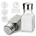 thumbnail image 5 of Salt and Pepper Shakers Glass Set, Clear Home and Kitchen Design with Stainless Steel Lids, 5 of 7