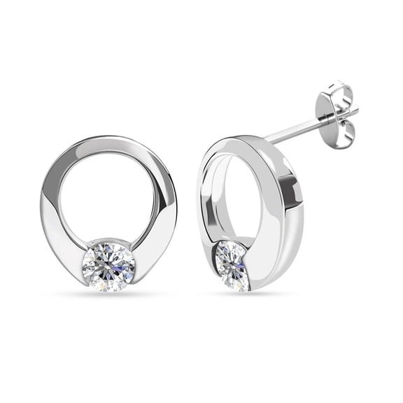 Cate & Chloe Dahlia 18k White Gold Plated Drop Earrings with Swarovski Crystals Gift for Women