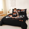 thumbnail image 3 of Castle Fairy Grunge Orange Basketball Print Full Size Bedding Sets 7 Pieces, Urban Sports Themed Full Size Bed in a Bag, Black Orange,Black Reversible, 3 of 7