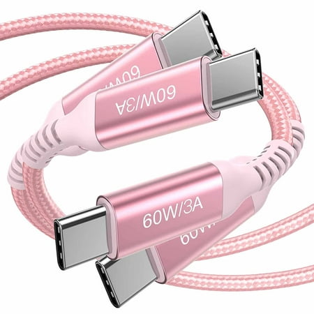 Câble USB C vers USB C 60 W 3 m Rose, lot de 2, Awnuwuy Long Type-C Cordon  de charge rapide compatible avec Samsung
