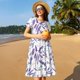 thumbnail image 4 of Easygdp Lavender Flowers para Vestido Transpirable de Mujer, Vestido Suelto de Manga Corta con Pliegues y Bolsillos para el Verano, 4 of 6