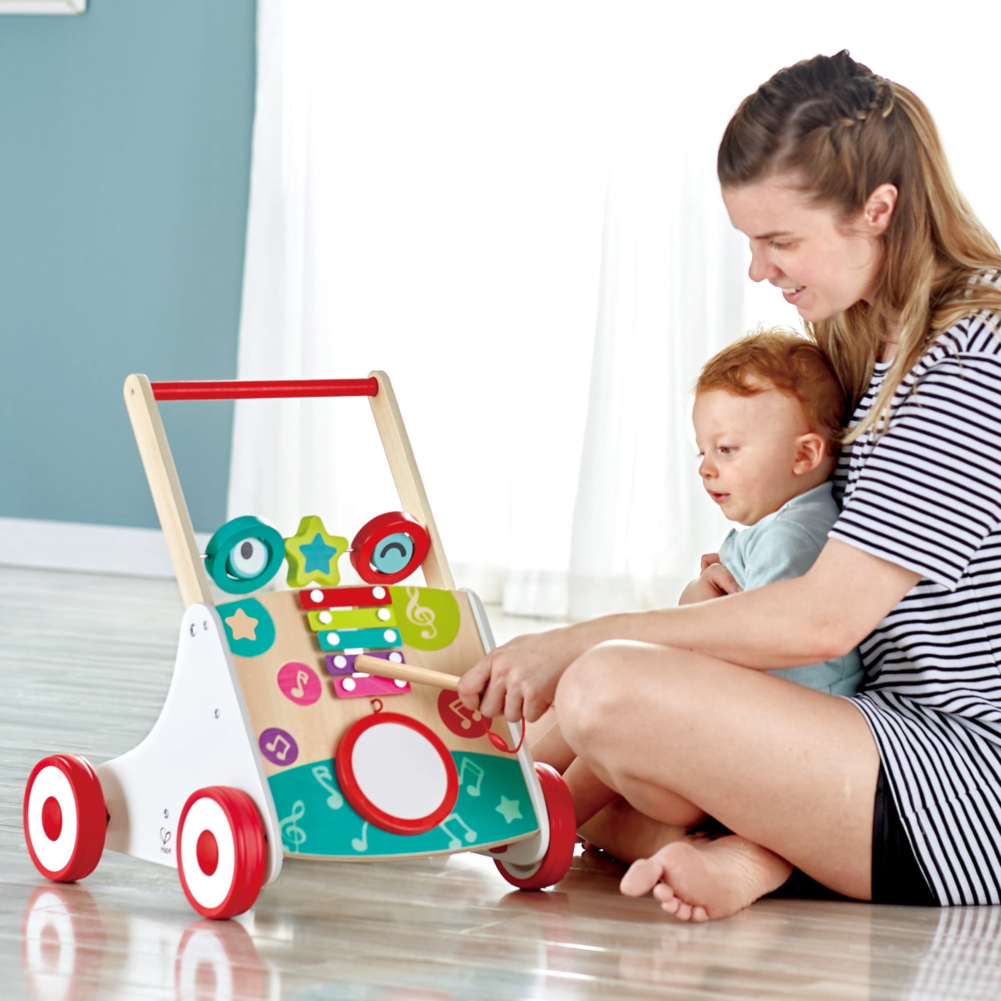 Hape My First Musical Walker Wooden Push & Pull Learning Toy for Baby & Toddler