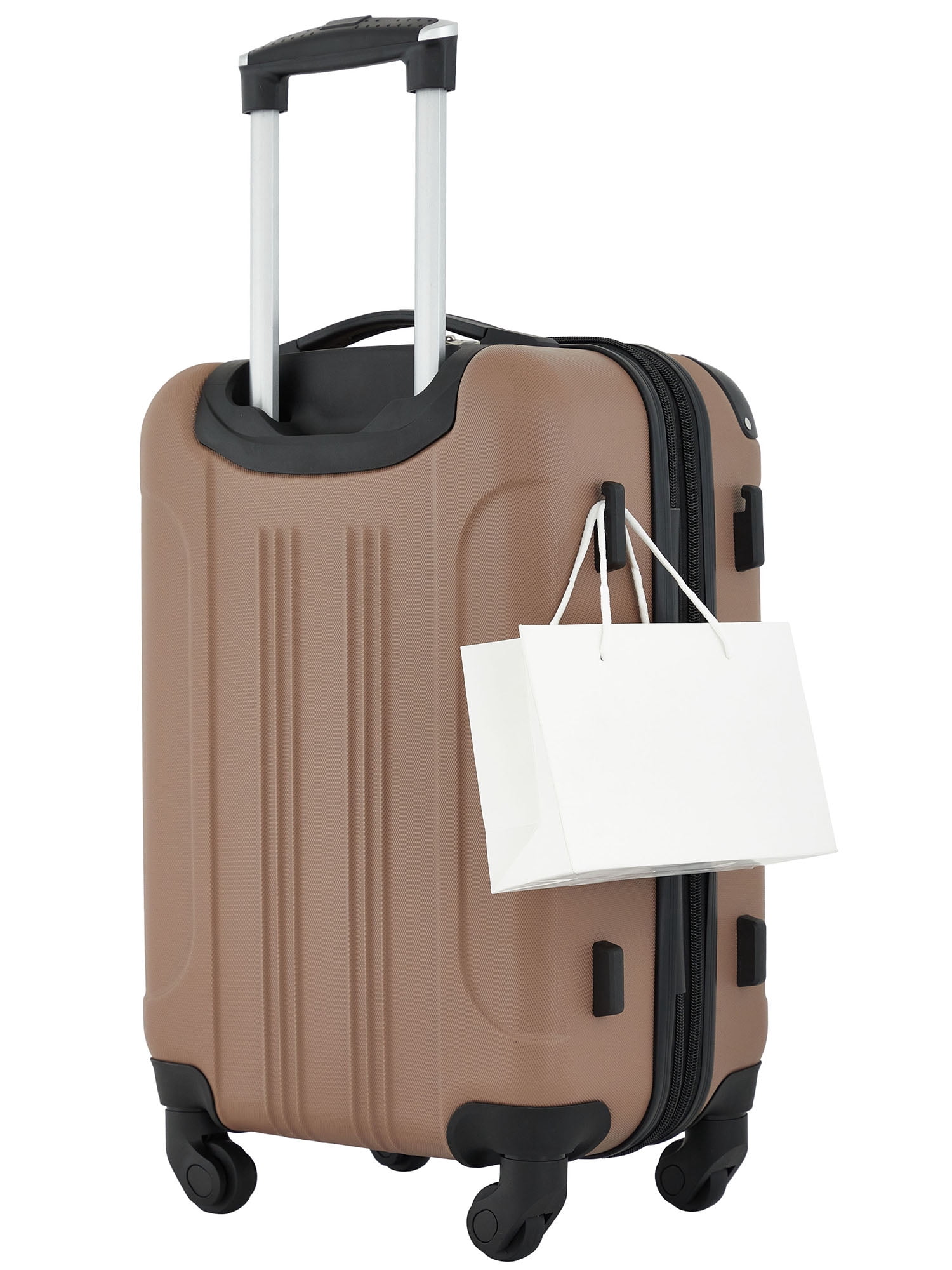 Travelers Club 20" Expandable Rolling Hard Side Carry-on Luggage, Mocha Brown