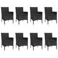 thumbnail image 2 of vidaXL 9 Piece Garden Dining Set with Cushions Black Poly Rattan, 2 of 5