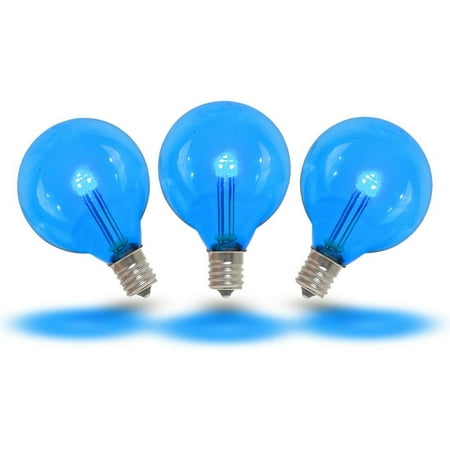 Novelty Lights 25 Pack G40 LED Outdoor String Light Patio Globe Replacement Bulbs, Blue, C7/E12 Novelty Lights 25 Pack G40 LED Outdoor String Light Patio Globe Replacement Bulbs, Blue, C7/E12
