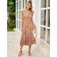thumbnail image 3 of Vestido largo de verano BerryGo 2025 con estampado floral naranja para mujer, 3 of 6